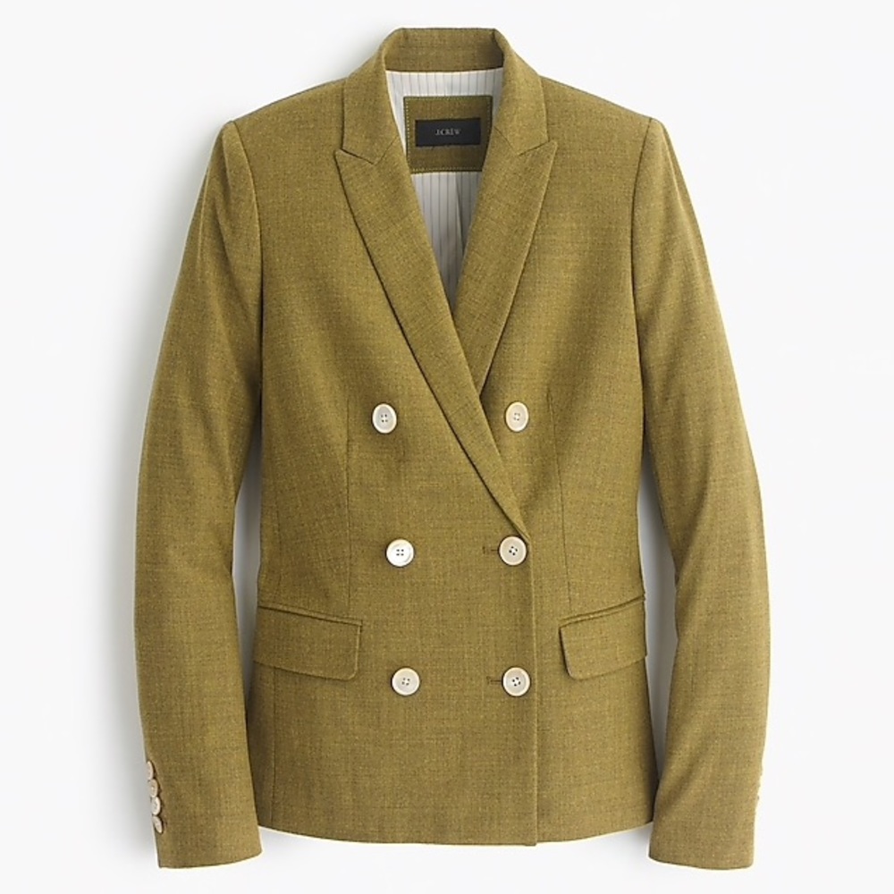 J. Crew Green Wool Flannel 3/4 Sleeve Blazer